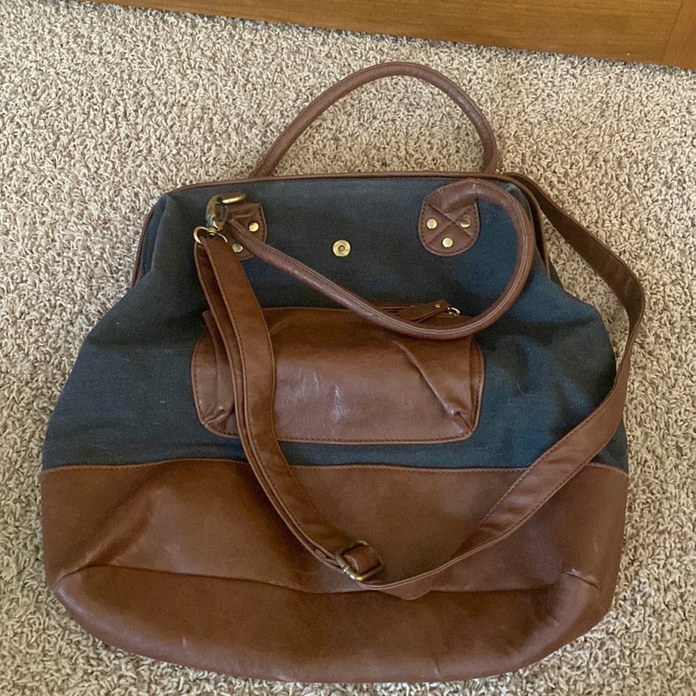 Gray and Brown Tote Bag